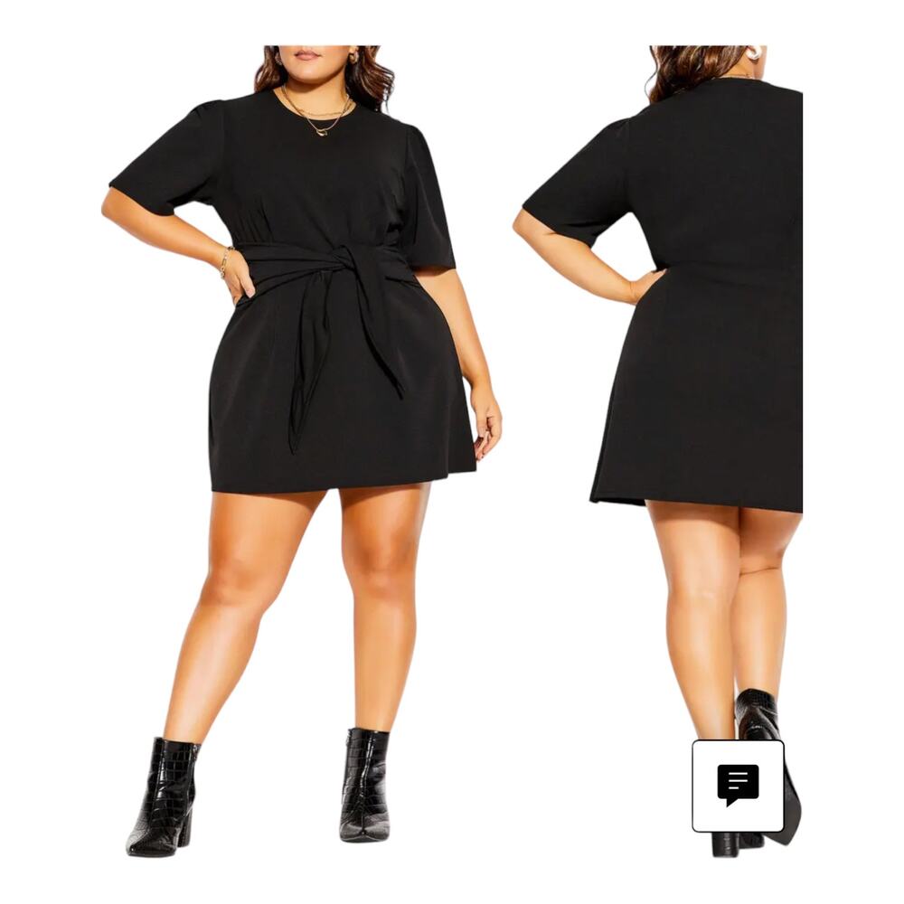 City Chic dress Tie Ponte minidress black XXL